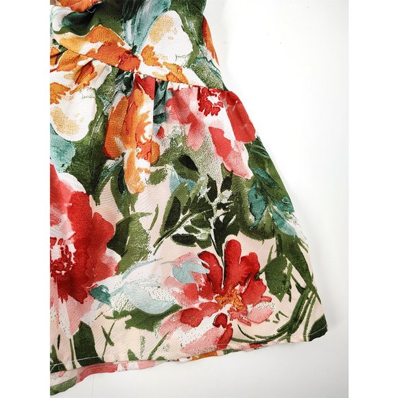 Floral Cropped Ruffle Tank Top Summer Swing Tropical Bow Boho S - Picture 4 of 12